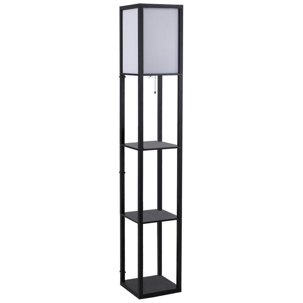 Shelf Floor Lamp, 4-tier Open Shelves, 26L x 26W x 160Hcm-Black/White HOMCOM