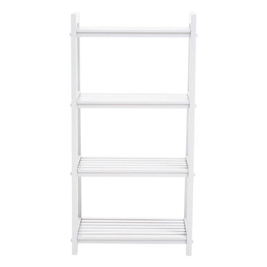 Orsina White Shelf Unit with Four Slatted Shelves for Organising Books and Decor