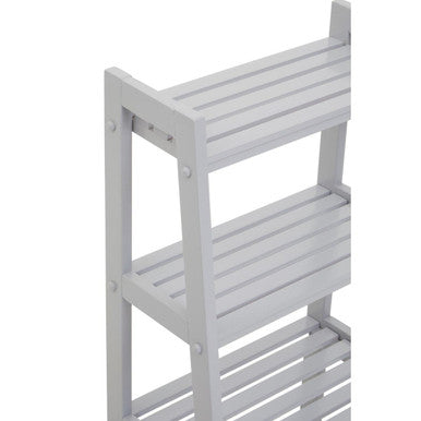 Orsina Shelf Unit in Grey with Three Slatted Shelves for Stylish Storage