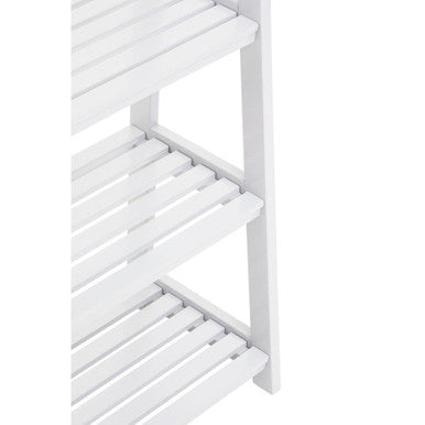 Orsina White Shelf Unit with Slatted Design for Organising Books and Decorative Items