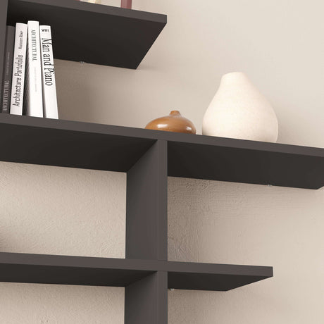 Decortie Floating Shelf in sleek black finish, ideal for displaying books and decor items