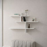 Decortie Floating Shelf in white with multiple tiers for books and decorative items