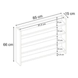 Decortie Wall Shelf with four tiers measuring 85 cm width and 66 cm height, perfect for display and storage