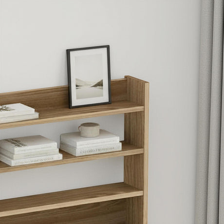 Decortie Wall Shelf in Natural Wood Finish with Minimalist Decor and Picture Frames
