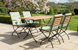 Sicily 4 Seater Teak and Wrought Iron Rectangular 120cm Garden Dining Set