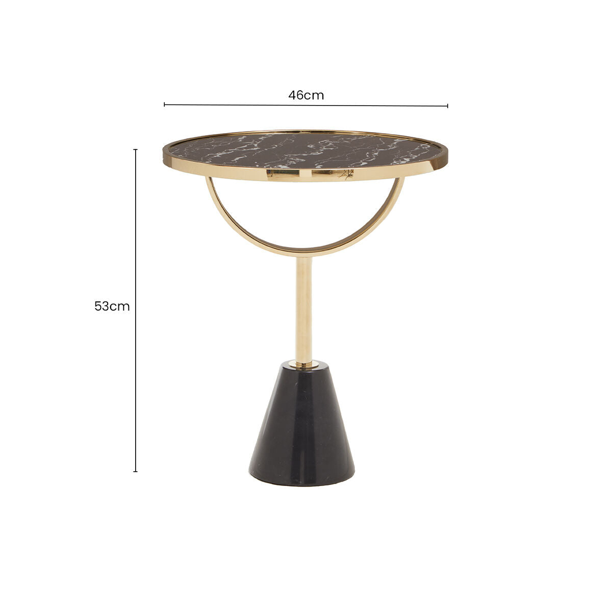 Stylish Orsina Side Table with a black marble top and gold metal base, ideal for modern interiors