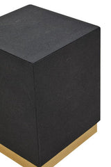 Orsina Black Side Table with a Textured Finish and Gold Base for Modern Decor