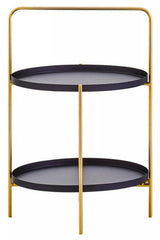 Orsina Side Table with Two Circular Tiers and Gold Frame for Modern Living Spaces