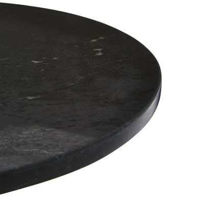 Orsina Black Marble Side Table with a Smooth Round Top for Modern Living Spaces