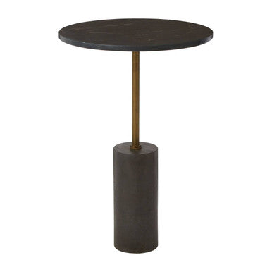 Orsina Side Table with a Round Black Marble Top and a Stylish Brass-Liked Base