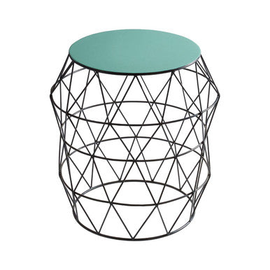 Orsina Side Table with Geometric Metal Base and Mint Green Top for Modern Home Decor