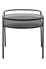 Orsina Modern Black Side Table with Glass Top and Minimalist Design for Contemporary Interiors