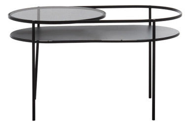 Orsina Black Side Table with Two Levels and Modern Design for Living Room or Office