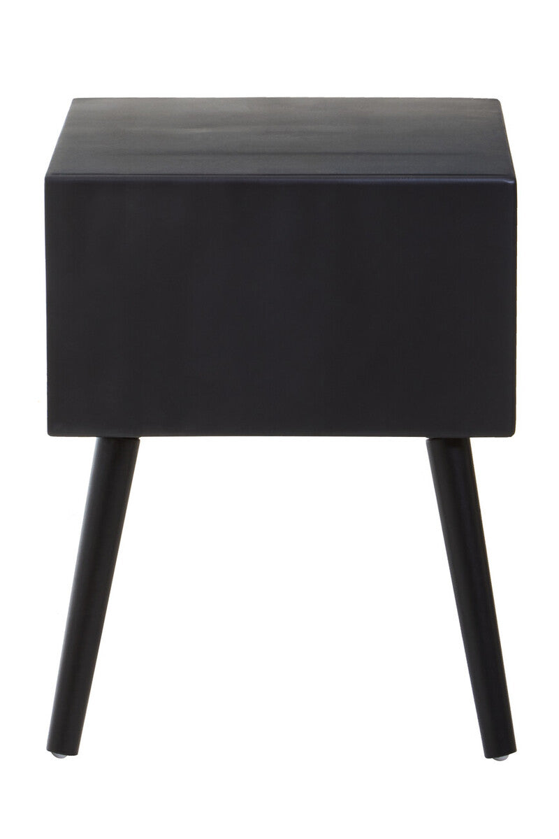 Orsina Black Side Table with a sleek design and tapered legs for modern bedrooms
