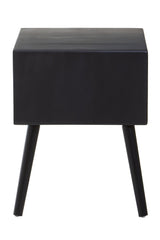 Orsina Black Side Table with a sleek design and tapered legs for modern bedrooms