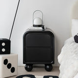 Nisu Home Black Side Table with Rounded Feet and Two Drawers for Modern Interiors