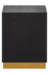 Orsina Black Side Table with Textured Finish and Gold Base for Modern Living Spaces