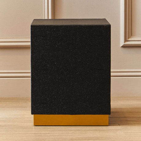 Orsina Black Textured Side Table with Gold Base for Stylish Living Spaces