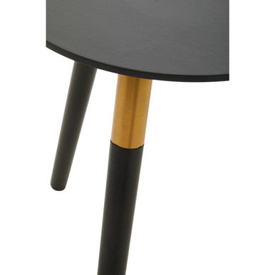 Orsina Side Table with a sleek black finish and elegant gold accent on the leg for modern decor