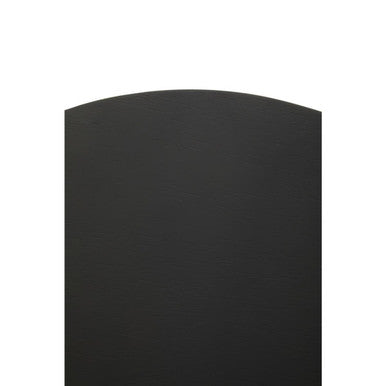 Orsina Side Table with a sleek black finish and curved top for modern living spaces