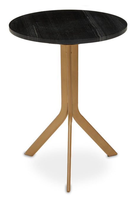 Orsina Side Table with a Black Round Top and Stylish Gold Base for Modern Interiors
