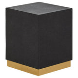 Orsina Side Table in black with a gold metal base for modern living spaces