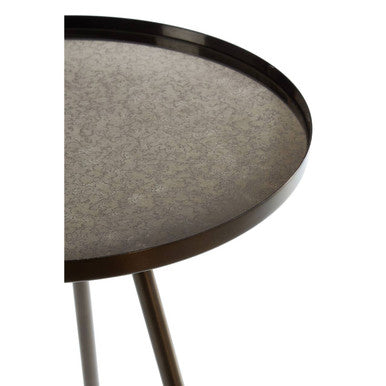 Orsina Side Table with a round patterned top and sleek metal legs for stylish living spaces