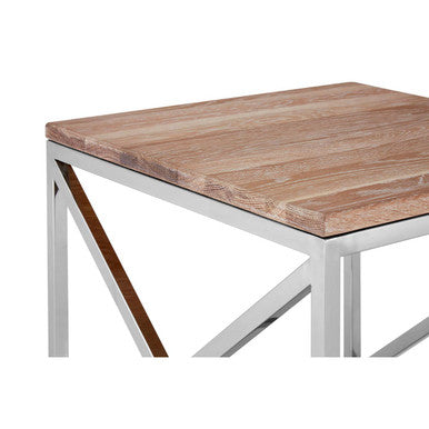 Orsina Wooden Top Side Table with Metal Frame for Modern Living Room Decor