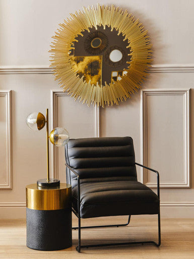Orsina Side Table with a sleek black and gold design, perfect for modern living spaces