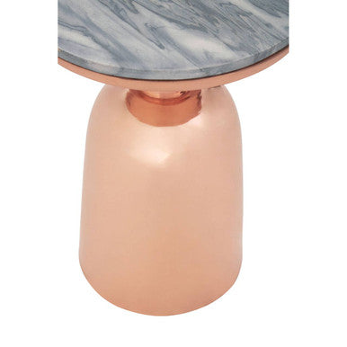Amira Black Marble Top Copper Base Side Table Orsina
