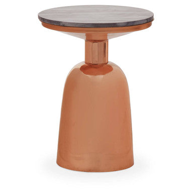 Amira Black Marble Top Copper Base Side Table Orsina