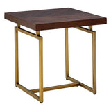 Orsina stylish wooden Side Table with a chevron top and gold metal base