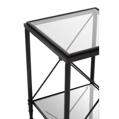 Chic Orsina Side Table with Glass Top and Elegant Black Frame for Contemporary Living Spaces