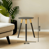 Orsina Side Table with a sleek black top and gold legs, perfect for modern living spaces