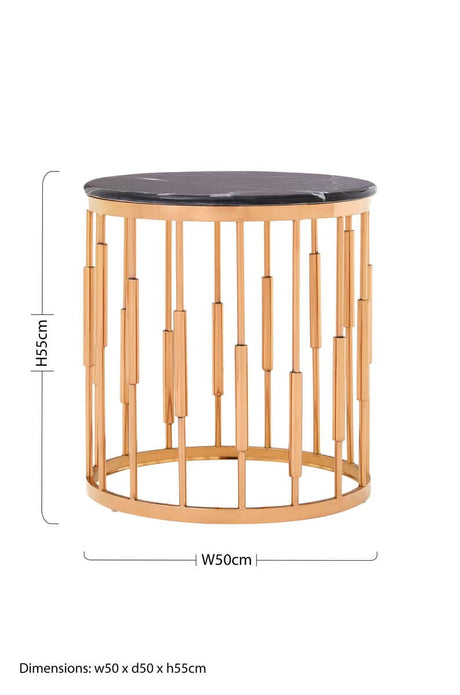 Alvaro Round Copper Finish Side Table Orsina