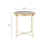 Stylish Orsina Side Table with a Circular Glass Top and Gold Metal Legs for Elegant Living Spaces