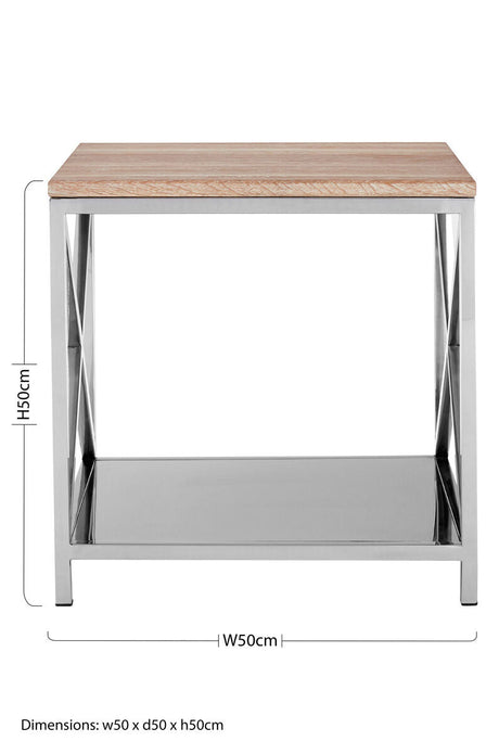 Orsina Side Table with Wooden Top and Metal Base, ideal for modern living spaces