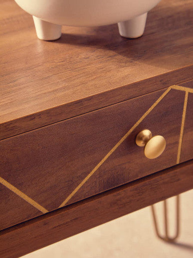 Orsina Side Table with Decorative Drawer and Elegant Gold Accents for Stylish Interiors
