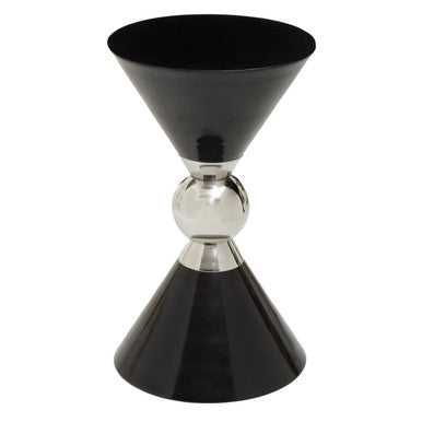 Orsina Modern Side Table in Black and Silver with Unique Hourglass Design