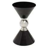 Orsina Modern Side Table in Black and Silver with Unique Hourglass Design