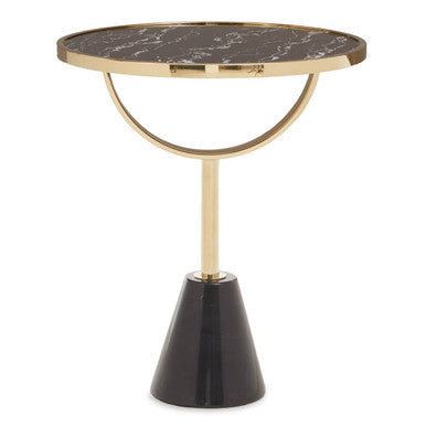 Orsina Elegant Side Table with Black Marble Top and Gold Accents for Modern Living Spaces