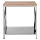 Orsina Side Table with Natural Wood Top and Modern Steel Frame for Stylish Living Rooms