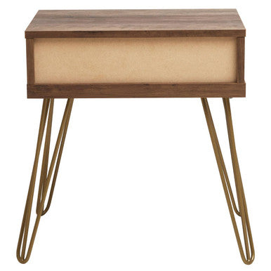 Orsina Side Table with Wooden Top and Stylish Metal Legs for Modern Living Spaces