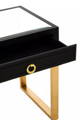 Orsina Side Table with a Glass Top and Gold-Finished Legs and Drawer