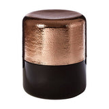 Orsina Side Table with a hammered copper top and sleek black base for modern interiors