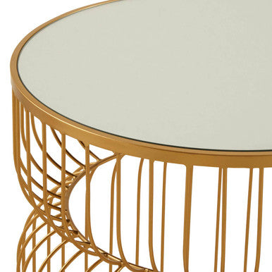 Avantis Gold Metal Wireframe Round Side Table Orsina