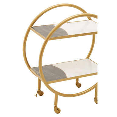 Orsina Stylish Side Table on Wheels with Two Shelves and Elegant Design