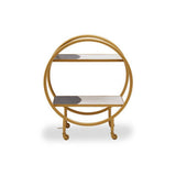 Orsina stylish Side Table with round design and two shelves on wheels for versatile use