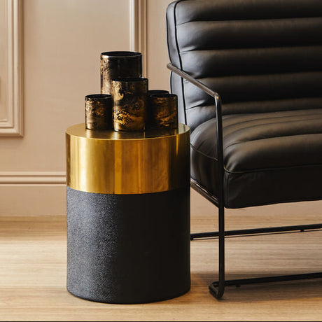 Orsina Side Table with Gold and Black Finish, Perfect for Stylish Living Spaces