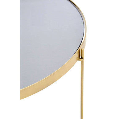 Elegant Orsina Side Table with a sleek gold frame and reflective glass top for modern interiors